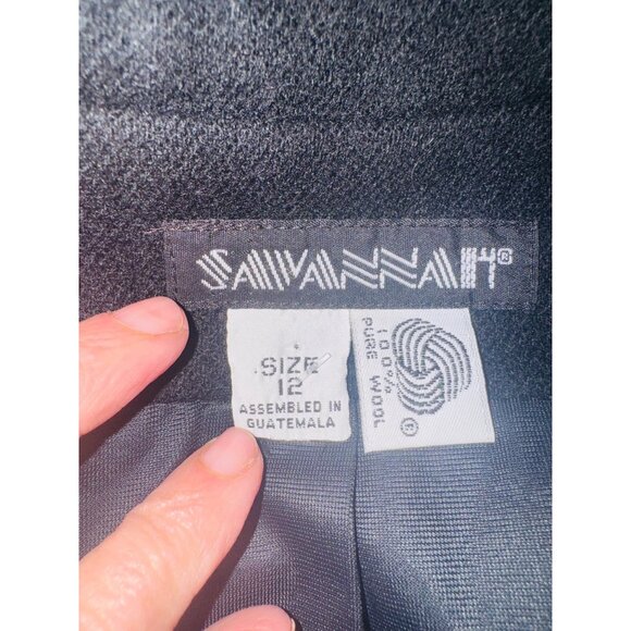 Vintage Savanna Black Pure Wool Gold Single Button Classic Blazer Jacket Office - Picture 4 of 10